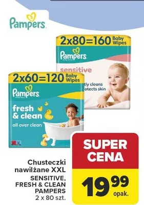 Chusteczki nawilżane XXL Pampers sensitive promocja w Carrefour