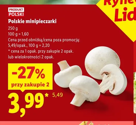 Minipieczarki polskie Ryneczek Lidla promocja w Lidl