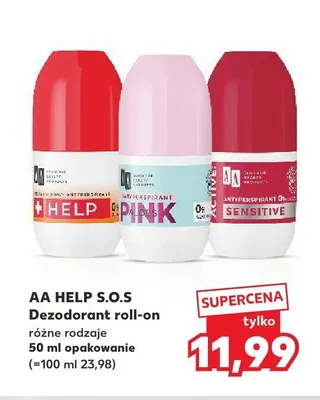 Dezodorant roll-on AA Help S.O.S Sensitive promocja w Kaufland