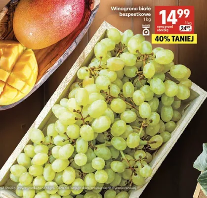 Winogrona białe bezpestkowe promocja w Delikatesy Centrum