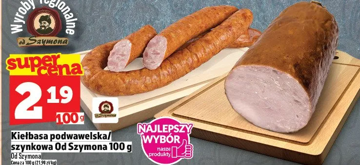 Kiełbasa podwawelska/szynkowa Od Szymona promocja w TOPAZ