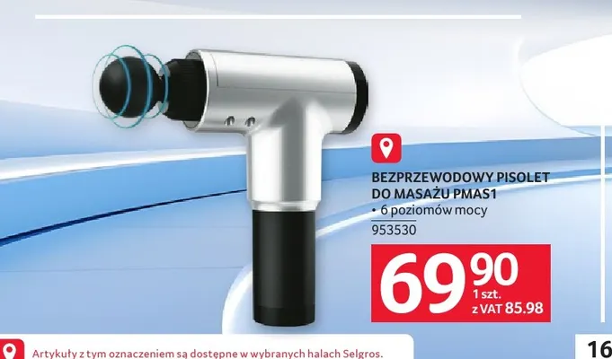 Bezprzewodowy pistolet do masażu PMAS1 Platinet promocja w Selgros