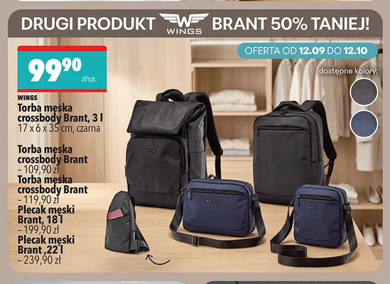 Plecak męski Brant 18 l Wings promocja w Biedronka