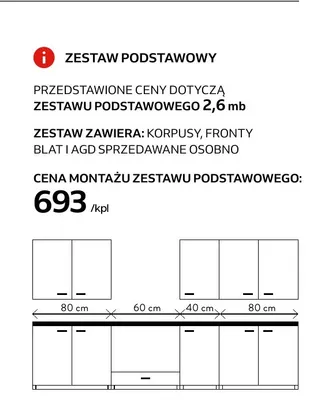 Montaż zestawu podstawowego kuchni promocja w Komfort