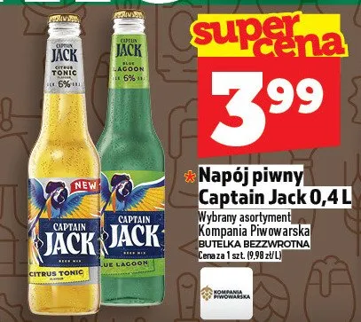 Napój piwny Captain Jack Citrus Tonic/Pineapple promocja w TOPAZ