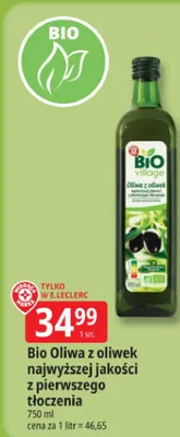 Oliwa z oliwek najwyższej jakości z pierwszego tłoczenia bio promocja w Leclerc