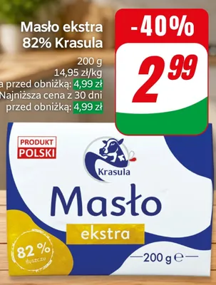 Masło ekstra 82% Krasula promocja w Dino