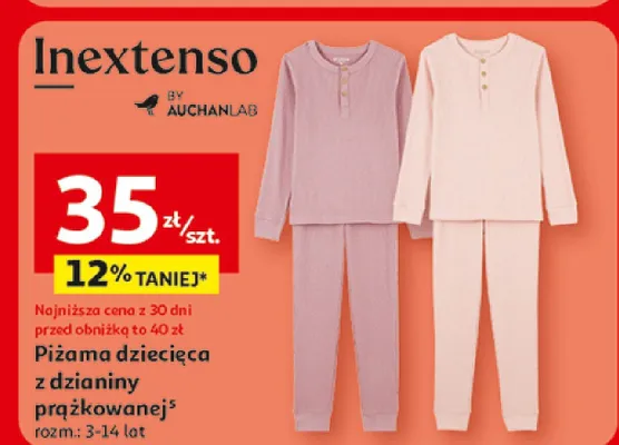 Piżama dziecięca z dzianiny prążkowanej promocja w Auchan