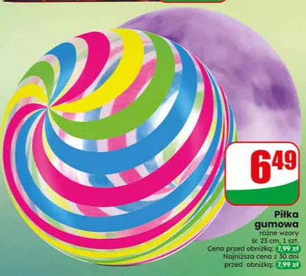 Piłka gumowa różne wzory śr. 23cm 1szt. promocja w Dino