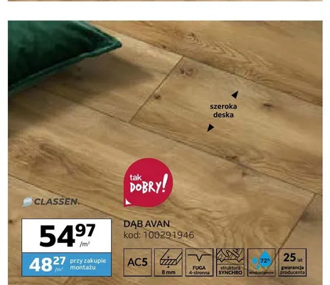 Panele podłogowe Classen Dąb Avan AC5 8 mm promocja w Komfort
