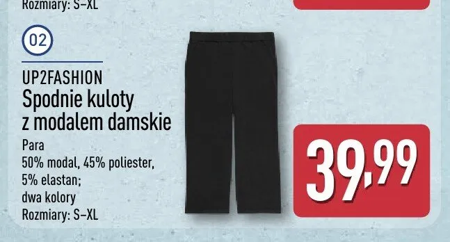 Spodnie kuloty z modalem damskie UP2FASHION promocja w Aldi