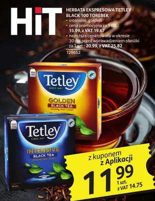 Herbata ekspresowa Tetley Black 100 torebek intensive, golden promocja w Selgros