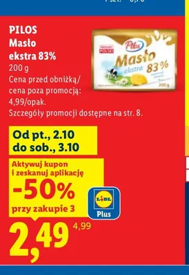 Masło ekstra Pilos 83% promocja w Lidl