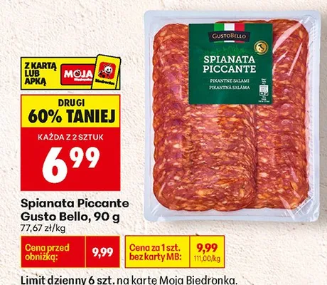 Salami Spianata Piccante Gusto Bello promocja w Biedronka