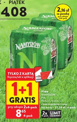 Piwo Namysłów Pils 4-pak 500 ml promocja w Intermarche