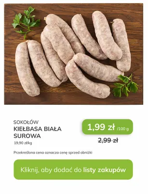 Kiełbasa biała surowa promocja w Stokrotka