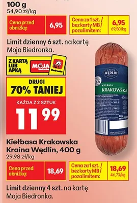 Kiełbasa Krakowska Kraina Wędlin promocja w Biedronka