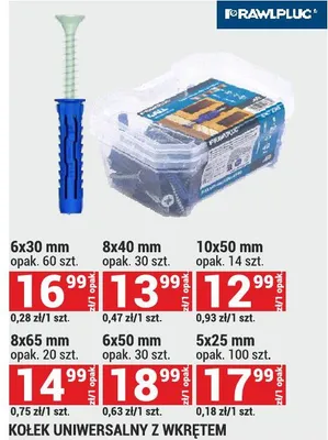 Kołek uniwersalny z wkrętem 8x65mm promocja w Merkury Market