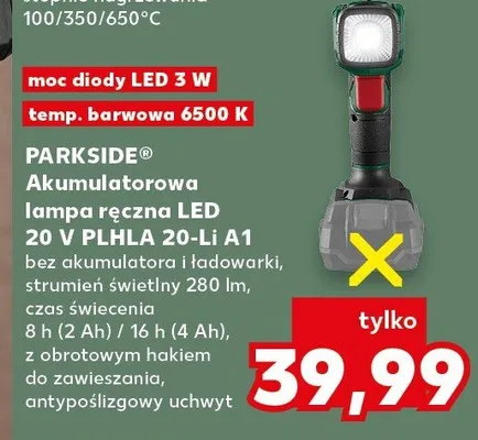 Akumulatorowa lampa ręczna LED 20 V PLHLA 20-LI A1 promocja w Kaufland