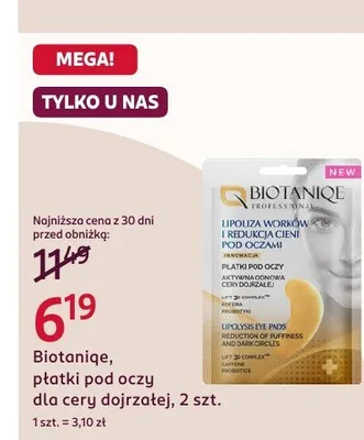 Płatki pod oczy Biotaniqe dla cery dojrzałej 2szt promocja w Rossmann