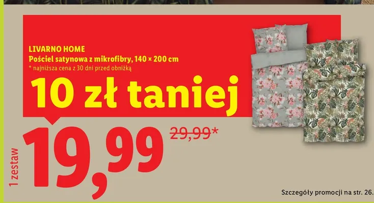 Pościel satynowa z mikrofibry Livarno Home 140x200 cm promocja w Lidl