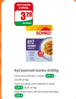 Ryż basmati Sonko 4-pak 100 g promocja w Dino