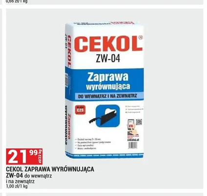 Zaprawa wyrównująca Cekol ZW-04 promocja w Merkury Market