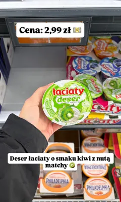Deser Łaciaty o smaku kiwi z nutą matchy promocja w Biedronka