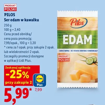 Ser edam w kawałku Pilos promocja w Lidl