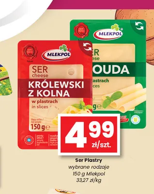 Ser Królewski z Kolna w plastrach Mlekpol promocja w emma MARKET