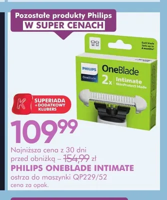 Ostrza do maszynki Philips OneBlade Intimate QP229/52 promocja w Super-Pharm