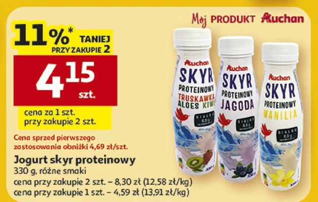 Jogurt skyr proteinowy promocja w Auchan