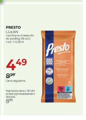 Nawilżane ściereczki do podłóg Presto Clean promocja w Drogerie Jawa