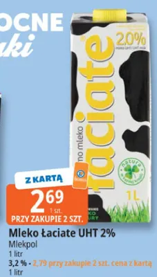 Mleko Łaciate UHT 2% promocja w Leclerc
