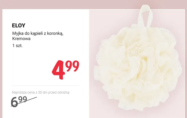 Myjka do kąpieli z koronką, Kremowa Eloy promocja w Rossmann
