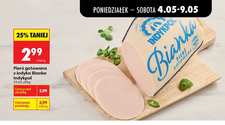 Pierś gotowana z indyka Bianka Indykpol promocja w Biedronka