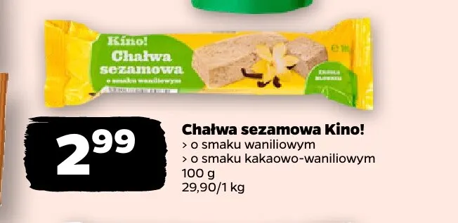 Chałwa sezamowa o smaku waniliowym Kino! promocja w Netto