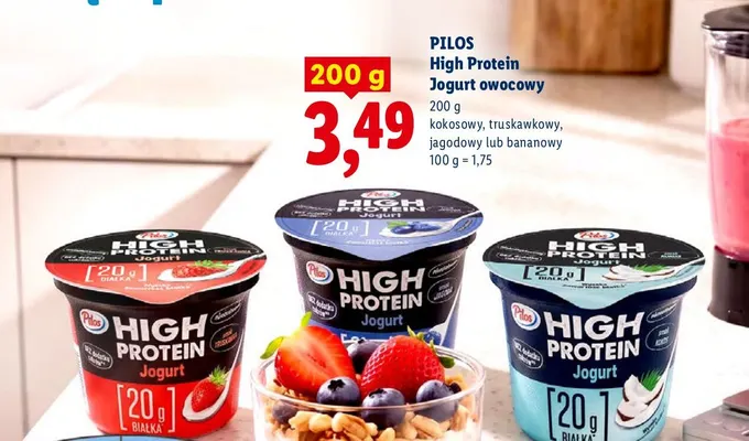 Jogurt owocowy High Protein bananowy Pilos promocja w Lidl