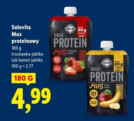 Mus proteinowy Solevita banan-jabłko promocja w Lidl
