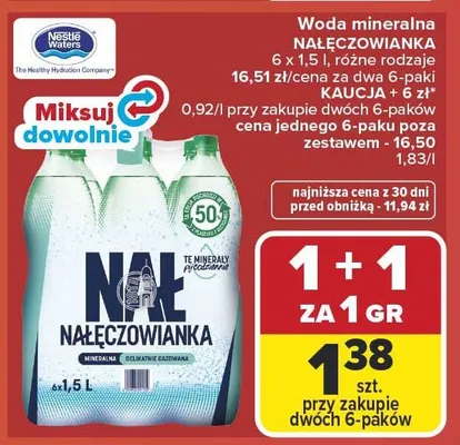 Woda mineralna Nałęczowianka promocja w Carrefour Market