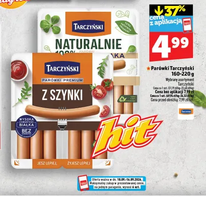 Parówki Naturalnie z szynki Tarczyński promocja w TOPAZ