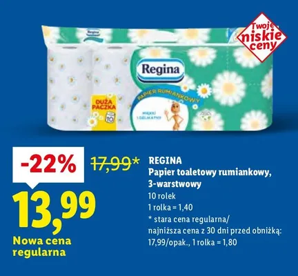 Papier toaletowy rumiankowy, 3-warstwowy promocja w Lidl