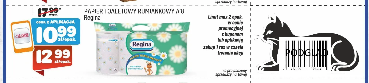 Papier toaletowy rumiankowy 8-pak Regina promocja w Społem Praga