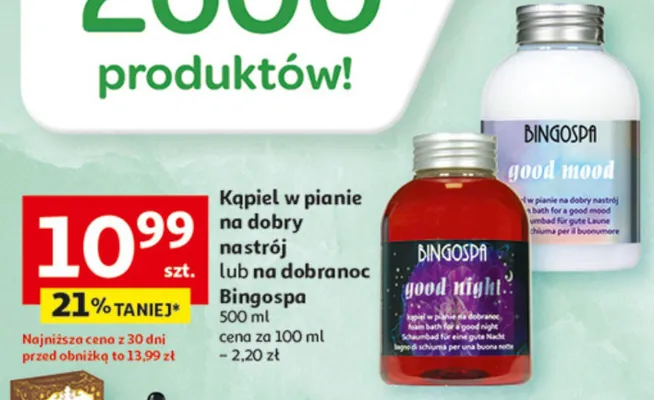 Kąpiel w pianie na dobry nastrój lub na dobranoc Bingospa promocja w Auchan