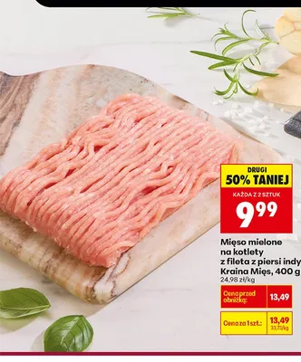 Mięso mielone na kotlety z fileta z piersi indyka Kraina Mięs promocja w Biedronka