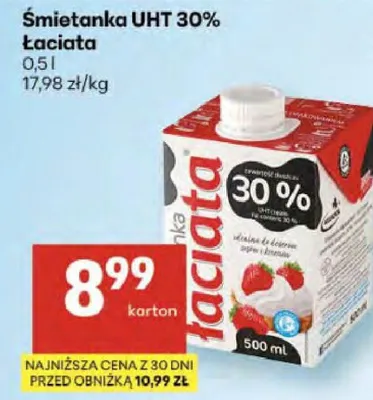 Śmietanka UHT 30% łaciata promocja w Delikatesy Centrum