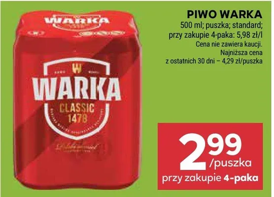 Piwo Warka promocja w Stokrotka