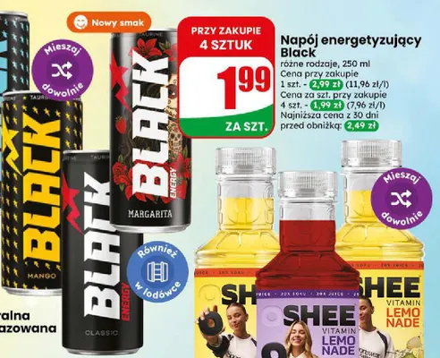 Napój energetyzujący Black promocja w Dino