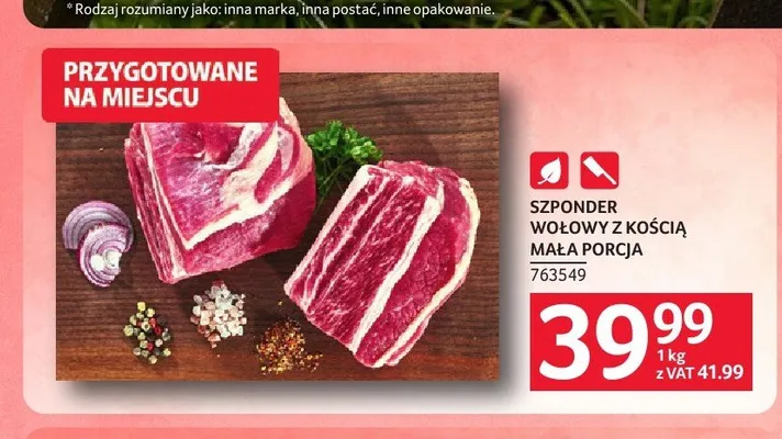 Szponder wołowy z kością mała porcja promocja w Selgros