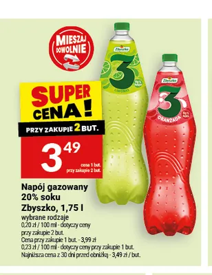 Napój gazowany 20% soku Zbyszko promocja w Twój Market